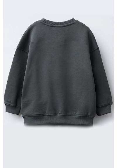 Monila Erkek Çocuk 3 İplik Kumaş Leopar Baskılı Pamuklu Sweatshirt Antrasit