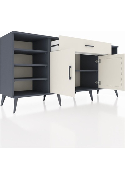 Hyperion Konsol 7 Raflı Tek Çekmeceli 2 Kapaklı 176x44x83 Antrasit-aytaşı Aytaşı Hyperion Konsol 7 Raflı Tek Çekmeceli 2 Kapaklı 176x44x83 Antrasit-aytaşı Aytaşı