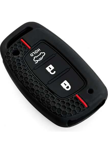 Autohan Keys Tucson Elentra Bayon I20 I30 Için Uyumlu, Silikon Anahtar Kılıfı, Anahtarsız Çalıştırma, Petek Desenli Kırmızı Çizgili