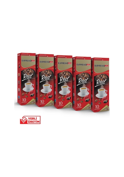 Espressomm® Tchibo Cafissimo Makineleri İle Uyumlu Red Kapsül Kahve 5 x 10'lu