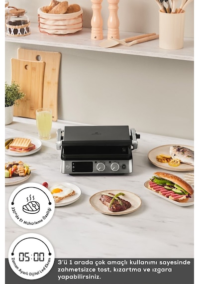 Karaca Compact Steel Sear and Grill Inox 2008 2000 W Izgara ve Tost Makinesi