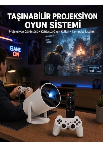 Oyun Konsolu Uyumlu Kablosuz Projeksiyon Cihazı Ev Sinema Deneyimi Yeni Nesil