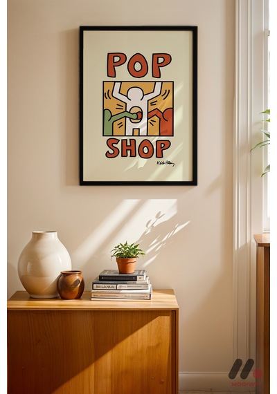 Pop Shop Poster, Siyah Çerçeveli Duvar Tablosu - Renkli Ev Dekorasyonu