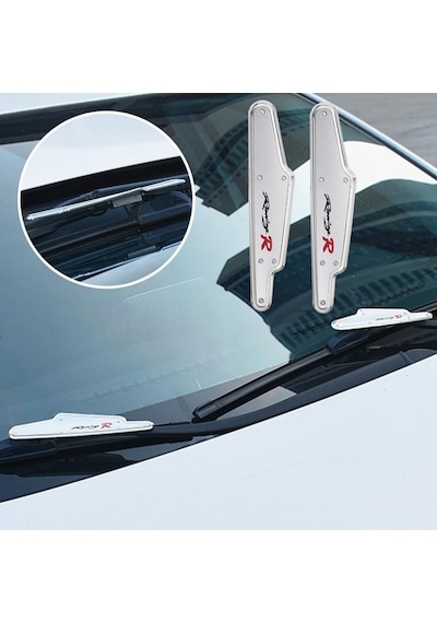 Silecek Rüzgarlığı Racing R Yazılı Üniversal Sportif Sessiz Aerodinamik Tasarım Gri Silver Krom Renk 1 Takım