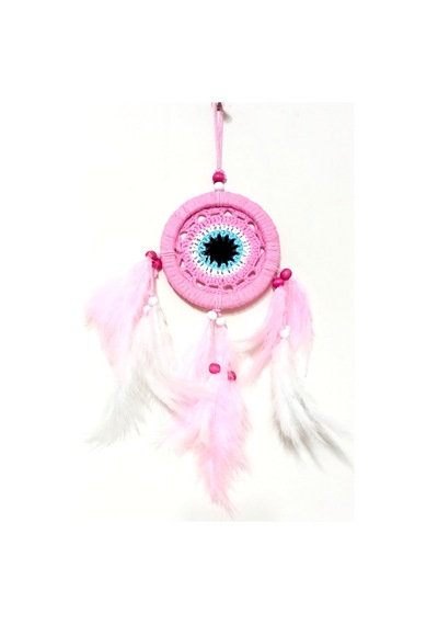 Pembe Dream Catcther Pembe Ve Beyaz Kuş Tüylü Düş Kapanı El Yapımı Duvar Süsü