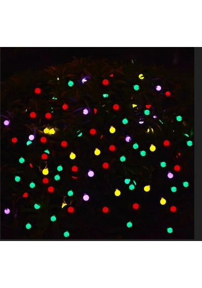 Sge Opak Renkli Güneş Enerjili 7 Metre 50 Led Işık Bahçe Teras Parti Balkon Süsü Aydınlatma Lambası