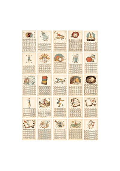 Vintage 30 Günlük Alışkanlık Takip Habit Tracker Sticker Seti - 175 Adet Çıkartma - A4 Parlak Kuşe Çok Renkli