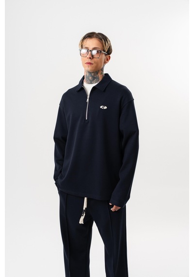 Respire Erkek Yarım Fermuarlı Modal Sweatshirt Lacivert