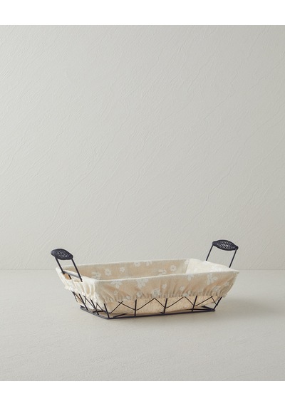 Woven Metal Ekmek Sepeti 26x19x7,5 Cm Krem
