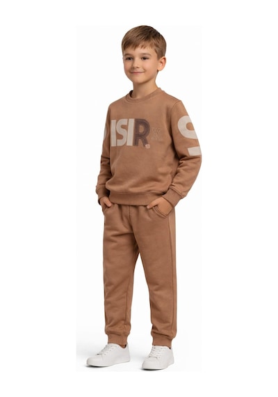 Baglan Erkek Çocuk Önü Baskılı Sweatshirt Ve Eşofman Alt Takım Bgl-st05250 Camel