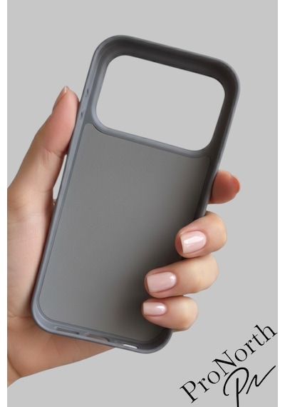 Iphone 17 Pro Max Uyumlu Kılıf Logolu Lansman Soft Yumuşak Içi Kadife Silikon Kapak Gri