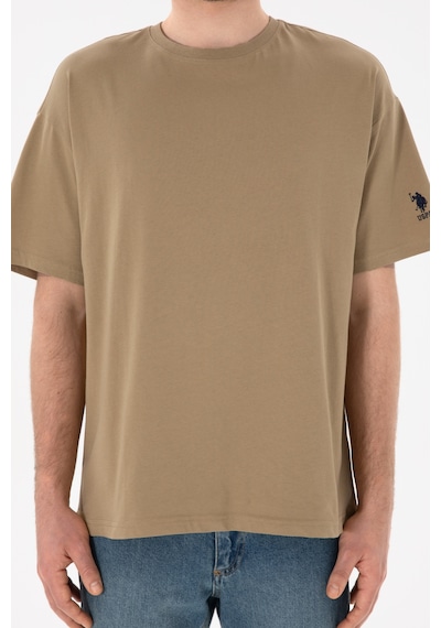 U.S. Polo Assn. Erkek Oversize Fit Bisiklet Yaka Haki Tişört 50305859-VR027