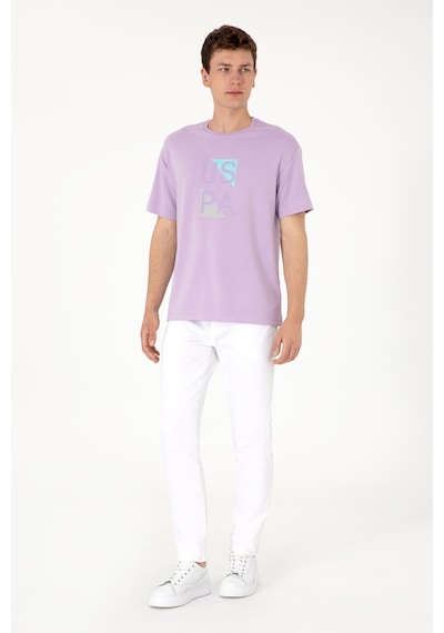 U.S. Polo Assn. Erkek Comfort Fit Lila Bisiklet Yaka Tişört 50299882-VR034