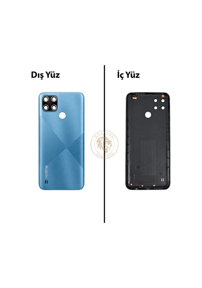 Oppo Kapak Realme C21y Mavi Arka Kapak Arka Cam Batarya Kapağı Lazer Kesim Kapak Pil Kapağı Back Cover Çok Renkli