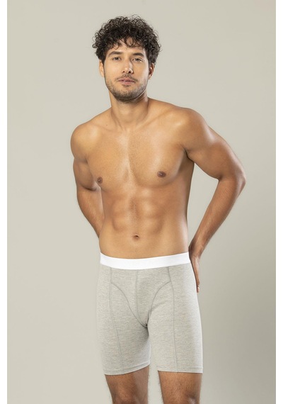 Erdem Gri Melanj Pamuk Elastan Uzun Boxer 1416 Gri Melanj