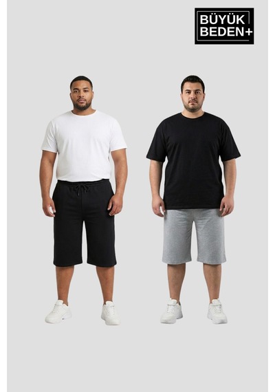 Süperlife Büyük Beden Erkek 2 Li Kapri Şort Rahat Kalıp Seti 3xl-6xl Spr26bsr591+2 Gri - Siyah Süperlife Büyük Beden Erkek 2 Li Kapri Şort Rahat Kalıp Seti 3xl-6xl Spr26bsr591+2 Gri - Siyah