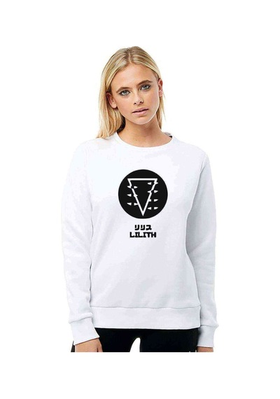 Evangelion Lılıth Baskılı Beyaz Kadın Sweatshirt