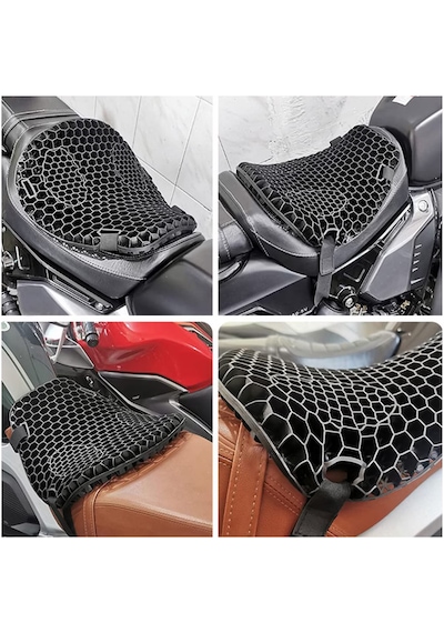 Tex Motor Motosiklet Konfor Sele Pedi - 3d Jel Petek Yapılı Darbe Emici Nefes Alabilir Sele Yastığı Üniversal