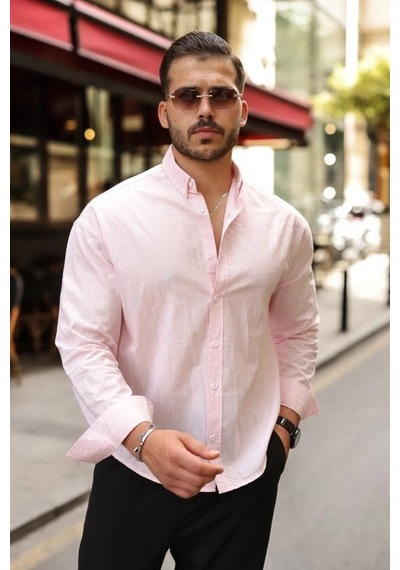 Valensdesign Erkek Fresh Keten Gömlek Pembe