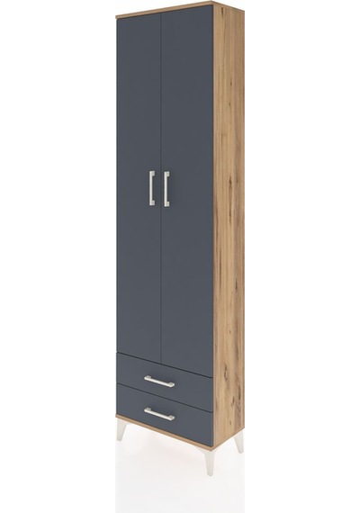 Arges Dolap 5 Raflı 2 Çekmeceli 2 Kapaklı 60x30x221 Çam-antrasit Çam