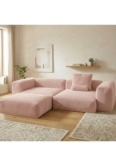 Relax Köşe Koltuk Takımı Sünger Koltuk Kanepe Divan Pembe