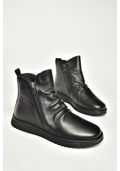 Fox Shoes T555366303 Siyah Hakiki Deri Comfort Ortopedik Taban Kadın Bot Siyah