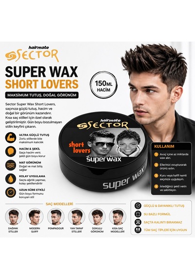 Sector Süper Wax Saç Şekillendirme Krem 150ml Wet Look - 48'li Paket