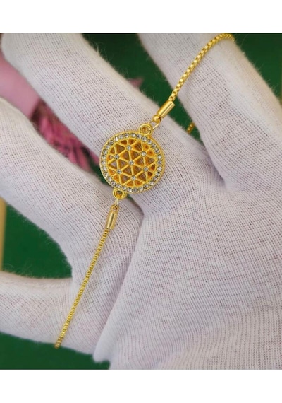 Kadın Gold Renk Zirkon Taşlı Asansörlü Bileklik Gold