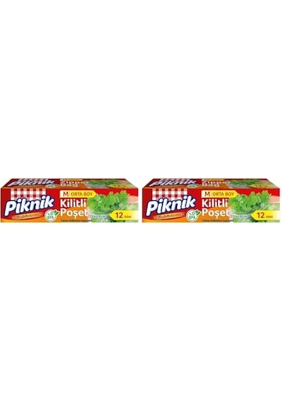 Piknik Orta Boy Kilitli Buzdolabı Poşeti 12li 2li Paket