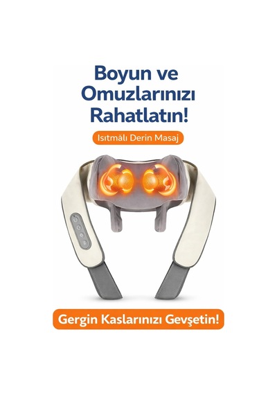 Isıtmalı Boyun Ve Omuz Masaj Aleti Derin Yoğurma Masajlı Masaj Cihazı Model Teeknelerr Çok Renkli
