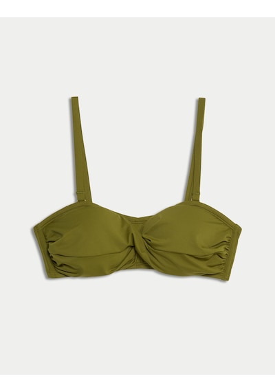 Marks & Spencer Destekli Önü Büzgülü Bandeau Bikini Üstü T52000939H Yeşil