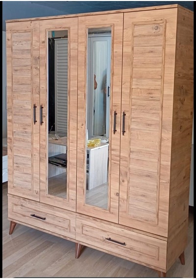 Panjur Ceviz 4 Kapılı Dolap
