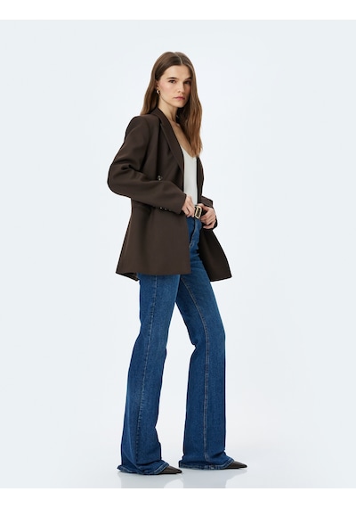 Koton Yüksek Bel Slim Fit İspanyol Paça Kot Pantolon - Flare Jean Orta İndigo 5sal40017md Indigo İndigo