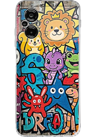 Poco M5 İle Uyumlu Grafiti Star Team Tasarımlı Şeffaf Silikon Kılıf Şeffaf