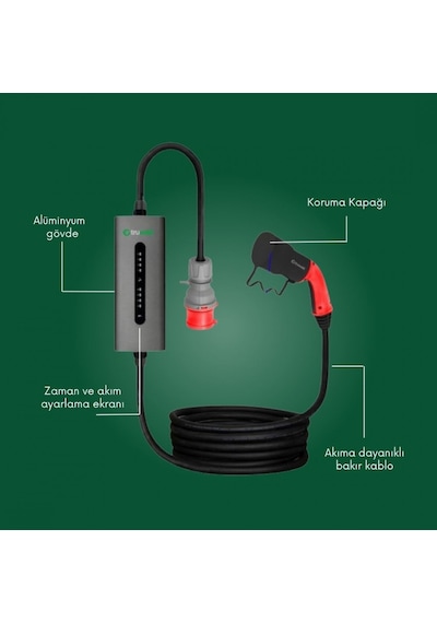 Truwatt Zta505 Taşınabilir Elektrikli Araç Şarj Cihazı 32a/22kw/390v 5m
