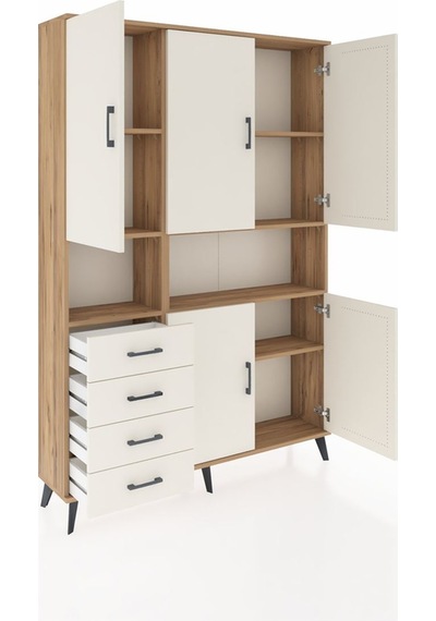 Arges Dolap 7 Raflı 4 Çekmeceli 5 Kapaklı 132x30x195 Çam-ayta... Çam