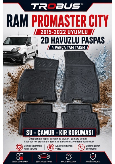 Trobus Ram Promaster City Wagon 2015-2022 2d Havuzlu Paspas