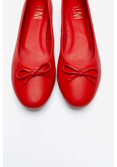 Luvi Shoes 01 Kırmızı Cilt Hakiki Deri Kadın Babet Ayakkabı