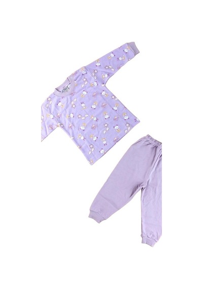 Kız Çocuk Tavşanlı Pijama-12486 Lila