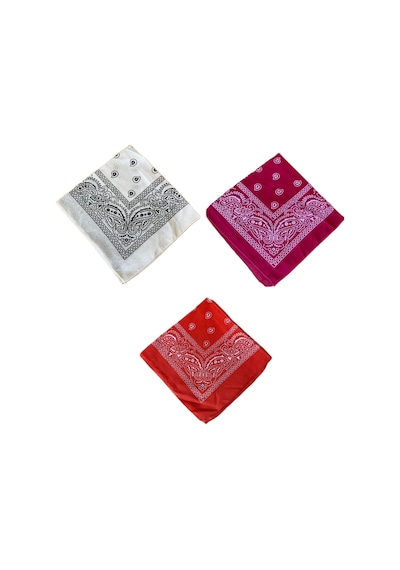 Pamuklu Klasik Desen Unisex 3lü Bandana Seti Renkli Bandana Etnik Desenli A Kalite Bandana Bej - Yeşil