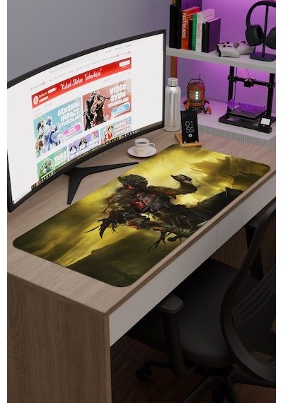 Dark Souls Kaymaz Dikişli Kauçuk Oyuncu Mousepad V3 - 90x40 Xxl Gaming Mouse Pad Fare Altlığı