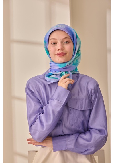 Silk Home Olinda İpek Eşarp 47004-16 Lila, Turkuaz, Yeşil, Mavi