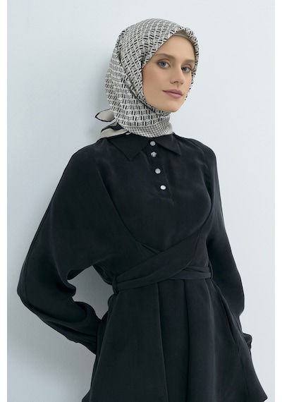 Armine Saf İpek Sura Eşarp-2026 İlkbahar-yaz- 950200d Krem-Siyah