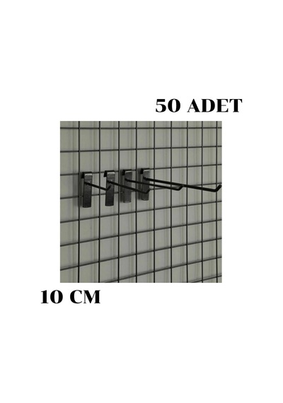 50 adet 10 Cm Tel Pano Kancası Raf Askısı Siyah