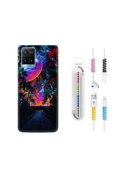 Vivo Y33S Kılıf Kablo Koruyuculu Mysterious World 1806