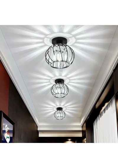 Luna Lighting Luxury Plafonyer Siyah Kristal Taşlı Avize LUNA-EG-1S Siyah