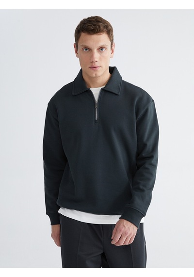 Lcw Vision Antrasit Polo Yaka Erkek Kalın Sweatshirt