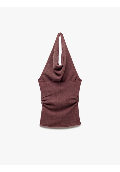 Koton Kolsuz Dokulu Halter Yaka Bluz Bordo 5sak10259ek Bordo