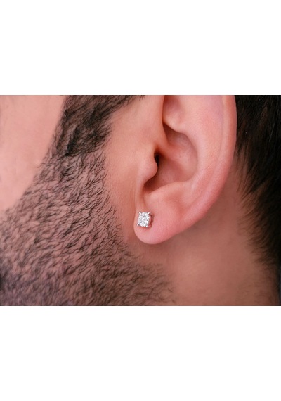 Sirius G Renk 0.60 Ct. Görünümlü Pırlanta Erkek Küpesi  0804E0117