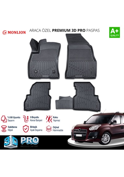 Paspasları, Fiat Doblo Geniş Aile 2010-2022 3d Lazer Ölçülü Kokusuz Kaymaz Önvearka